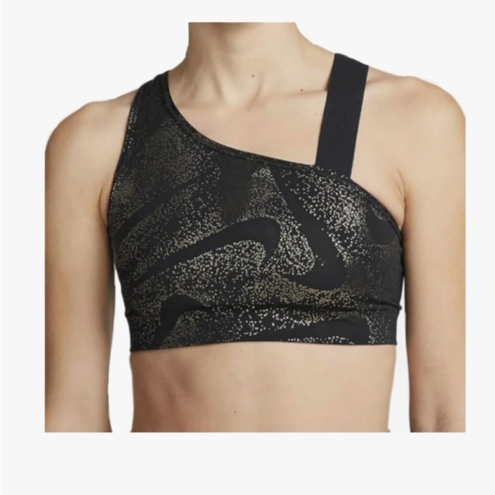 Nike Dri-Fit Women's Black Metallic Asymmetrical Sports Bra - size small - EUC